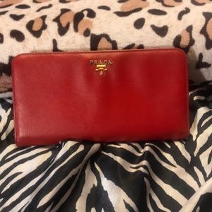 Prada long double zip wallet